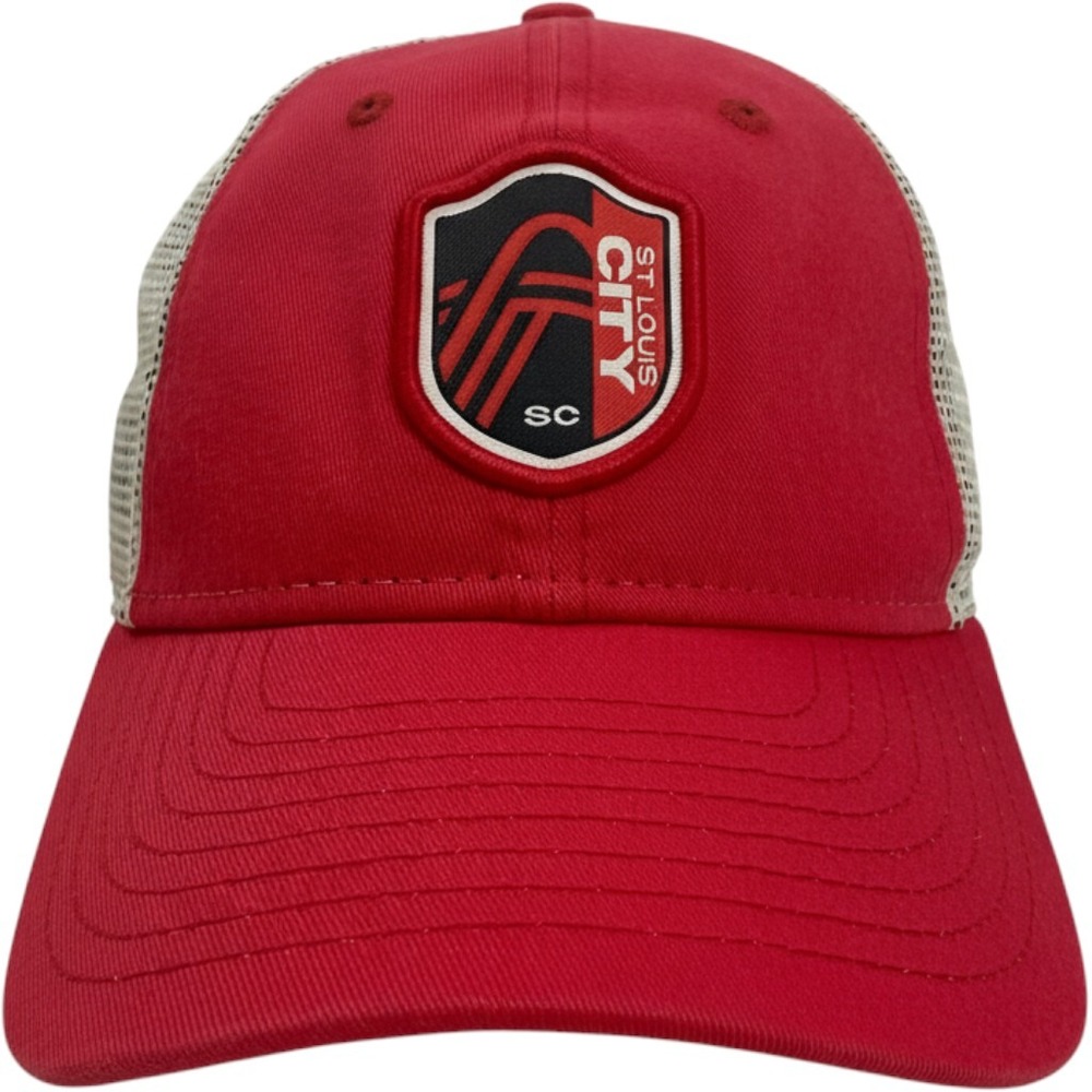 New Era St. Louis‎ City SC Youth Hat Red White Mesh Snapback Trucker Cap MLS